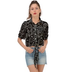 Floral Pattern Tie Front Shirt 