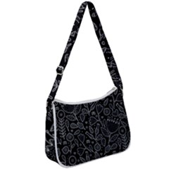 Floral Pattern Zip Up Shoulder Bag