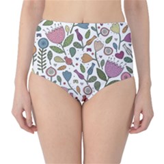 Floral Pattern Classic High-waist Bikini Bottoms by Valentinaart