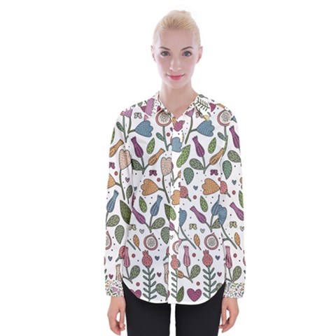 Floral Pattern Womens Long Sleeve Shirt by Valentinaart