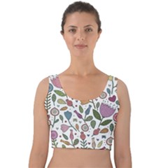 Floral Pattern Velvet Crop Top by Valentinaart