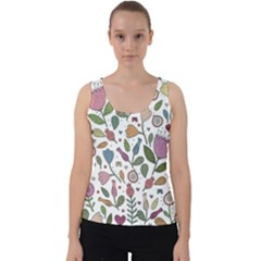 Floral Pattern Velvet Tank Top by Valentinaart