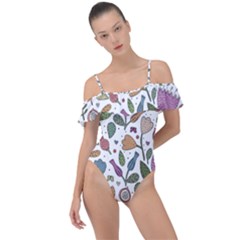 Floral Pattern Frill Detail One Piece Swimsuit