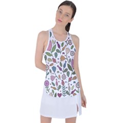 Floral Pattern Racer Back Mesh Tank Top by Valentinaart