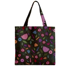 Floral Pattern Zipper Grocery Tote Bag by Valentinaart