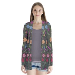 Floral Pattern Drape Collar Cardigan by Valentinaart