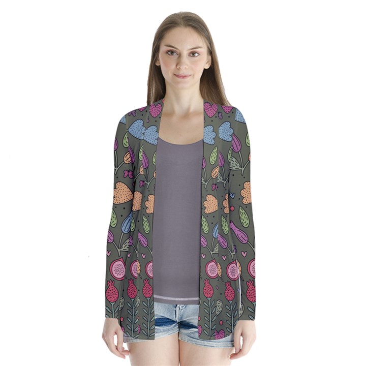 Floral pattern Drape Collar Cardigan