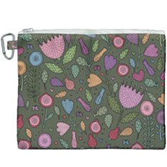 Floral Pattern Canvas Cosmetic Bag (xxxl) by Valentinaart