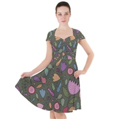 Floral Pattern Cap Sleeve Midi Dress by Valentinaart