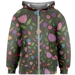 Floral Pattern Kids  Zipper Hoodie Without Drawstring by Valentinaart