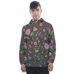 Floral Pattern Men s Front Pocket Pullover Windbreaker