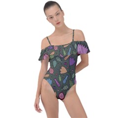 Floral Pattern Frill Detail One Piece Swimsuit by Valentinaart