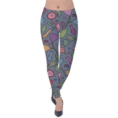 Floral Pattern Velvet Leggings