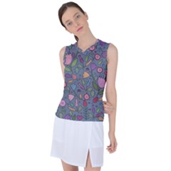 Floral Pattern Women s Sleeveless Mesh Sports Top by Valentinaart