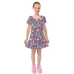 Floral Pattern Kids  Short Sleeve Velvet Dress by Valentinaart