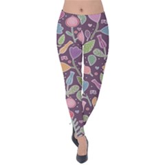 Floral Pattern Velvet Leggings