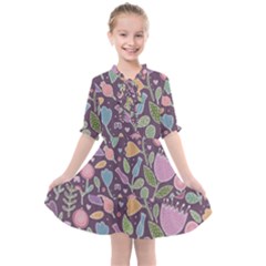 Floral Pattern Kids  All Frills Chiffon Dress by Valentinaart