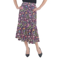 Floral Pattern Midi Mermaid Skirt by Valentinaart