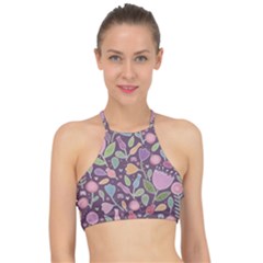 Floral Pattern Racer Front Bikini Top by Valentinaart