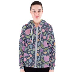 Floral Pattern Women s Zipper Hoodie