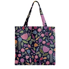 Floral Pattern Zipper Grocery Tote Bag by Valentinaart