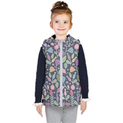 Floral Pattern Kids  Hooded Puffer Vest