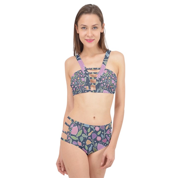 Floral pattern Cage Up Bikini Set