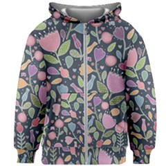 Floral Pattern Kids  Zipper Hoodie Without Drawstring by Valentinaart