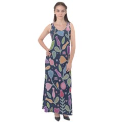 Floral Pattern Sleeveless Velour Maxi Dress by Valentinaart