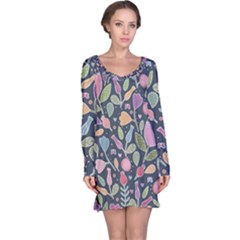 Floral Pattern Long Sleeve Nightdress