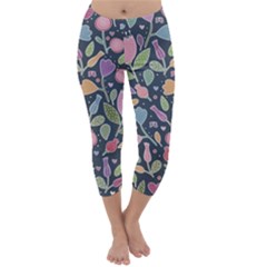 Floral Pattern Capri Winter Leggings 