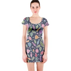 Floral Pattern Short Sleeve Bodycon Dress