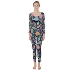 Floral Pattern Long Sleeve Catsuit