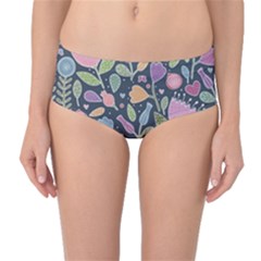 Floral Pattern Mid-waist Bikini Bottoms