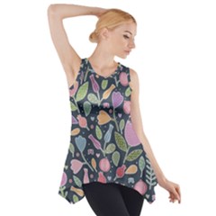 Floral Pattern Side Drop Tank Tunic