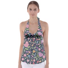 Floral Pattern Babydoll Tankini Top