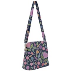 Floral Pattern Zipper Messenger Bag