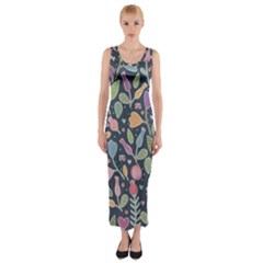 Floral Pattern Fitted Maxi Dress