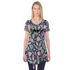 Floral Pattern Short Sleeve Tunic 