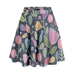 Floral Pattern High Waist Skirt