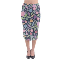 Floral Pattern Midi Pencil Skirt