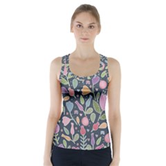 Floral Pattern Racer Back Sports Top