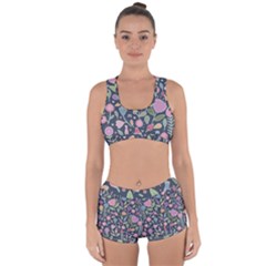 Floral Pattern Racerback Boyleg Bikini Set