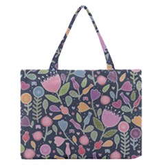 Floral Pattern Zipper Medium Tote Bag