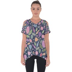 Floral Pattern Cut Out Side Drop Tee