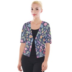 Floral Pattern Cropped Button Cardigan