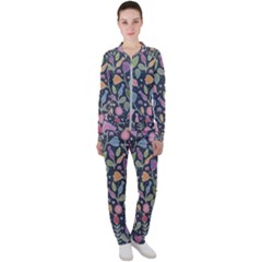 Floral Pattern Casual Jacket And Pants Set