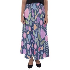 Floral Pattern Flared Maxi Skirt