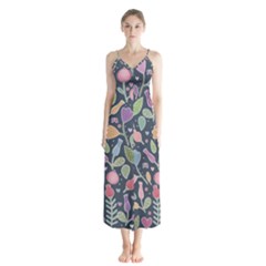 Floral Pattern Button Up Chiffon Maxi Dress