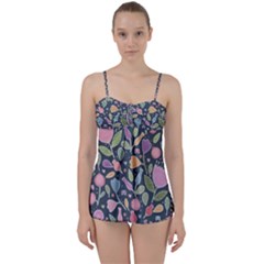 Floral Pattern Babydoll Tankini Set